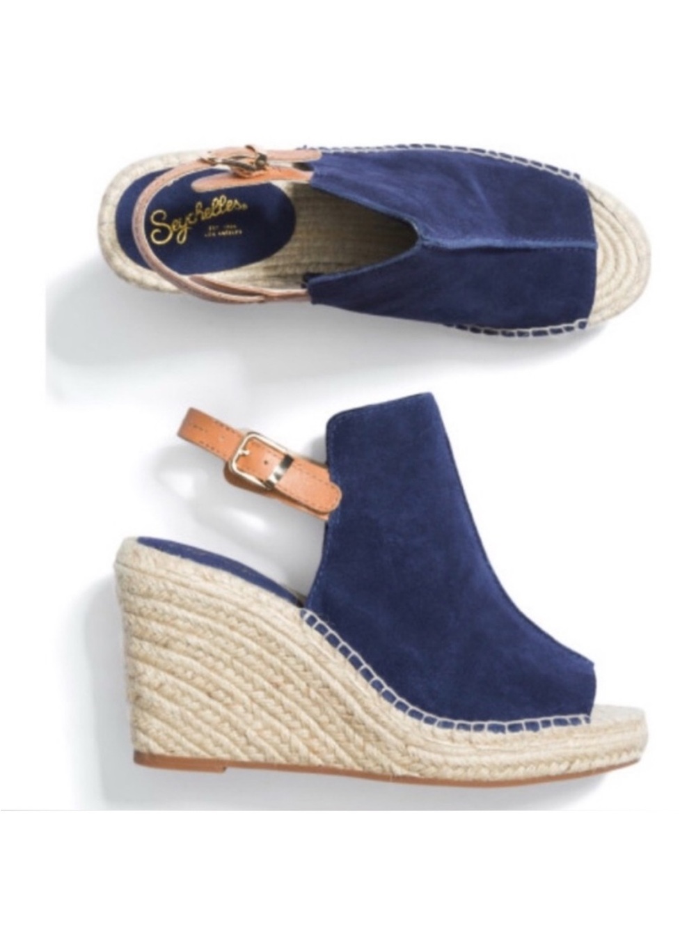 NWOT Seychelles Charismatic Navy Suede Leather Wedge
Shoes